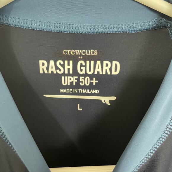 Crewcuts Blue Long Sleeve Crew Neck Solid Rash Guard UPF 50+ Shirt US Boys L New - Picture 4 of 8